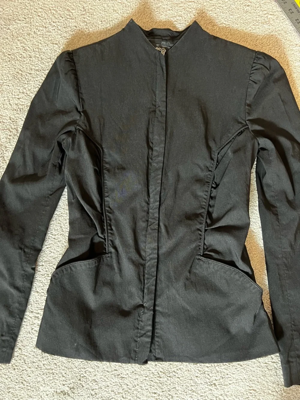 Vintage Bebe jacket Zip-up Black Blazer Y2K 90s Sz S Ruched Hard To Find #F USA